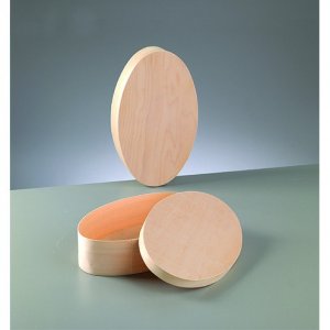 Sperrholzkiste ø 250 x 150 mm H 60 mm - unbehandelt oval Sperrholzkiste ø 250 x 150 mm H 60 mm - unbehandelt oval