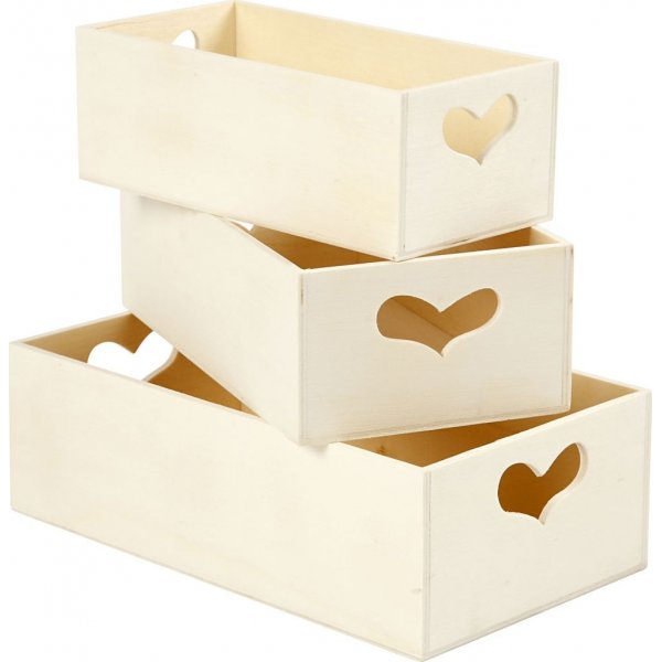 Aufbewahrungsbox mit Herzgriff - 3 Stk