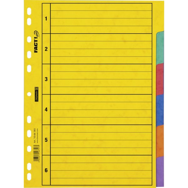 Register für Ringordner - A4-Hartfaserplatte - 6 Register Register für Ringordner - A4-Hartfaserplatte - 6 Register