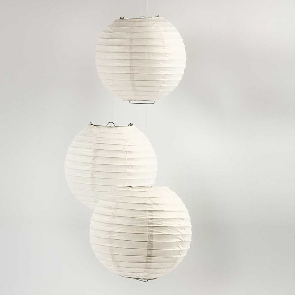 Papierlampe - wei - Rund - 20 cm