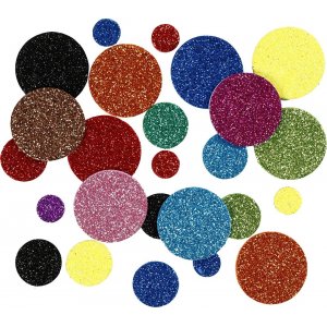 Dekorative Gummikreise - gemischte Glitzerfarben - 150 Stk Dekorative Gummikreise - gemischte Glitzerfarben - 150 Stk