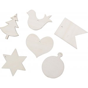 Holzfiguren - Weihnachtsmotiv - 24 Stk Holzfiguren - Weihnachtsmotiv - 24 Stk