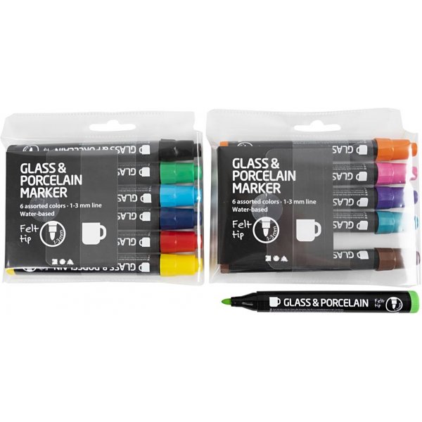 Markierstifte fr Glas und Porzellan - halbdeckend - 12 Stk
