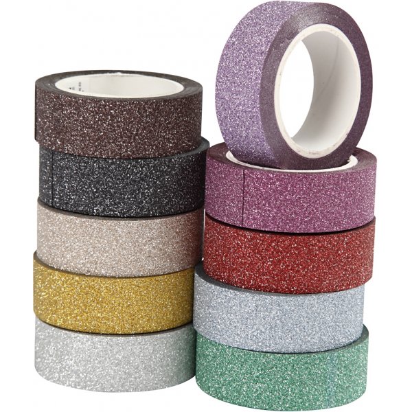Glitzerband/Washiteband - gemischte Farben - 10 x 6 m