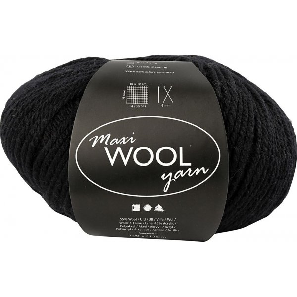 Wollgarn - Schwarz - 100 g