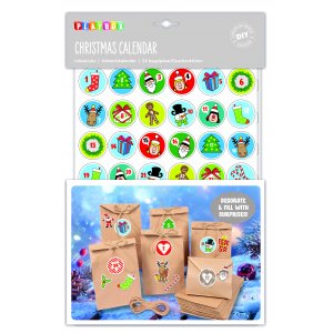 Bastelset Weihnachtskalender, 24 T�ten, 3 Stickerb�gen