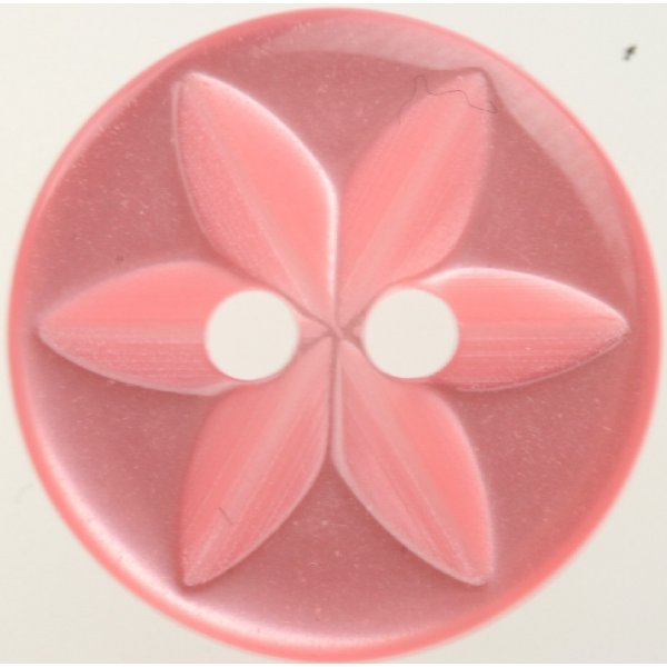 Knopf Rund 2-Loch 14 mm 8 Stck - Rosa mit Blume