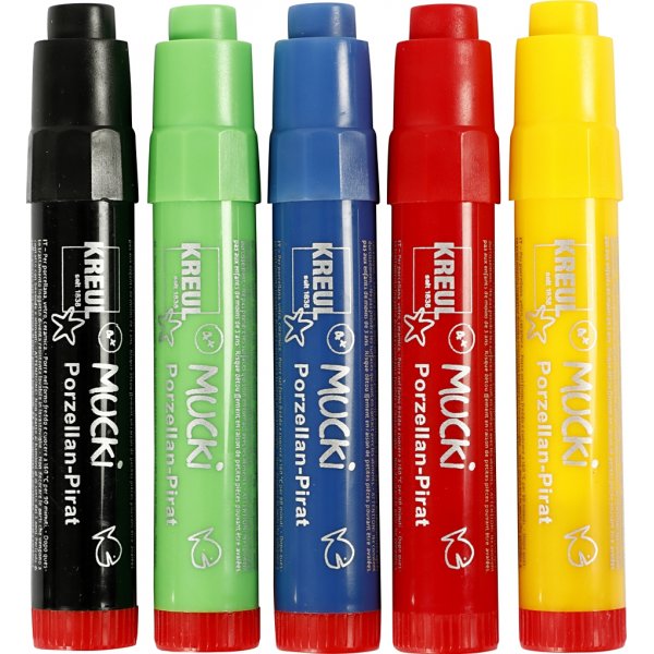 Mucki Glas- und Porzellanmarker - gemischte Farben - 5 Stk