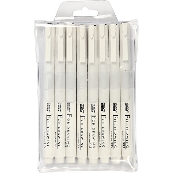 Fine Line Schreib-/Zeichentinte - Schwarz - 8 Stk