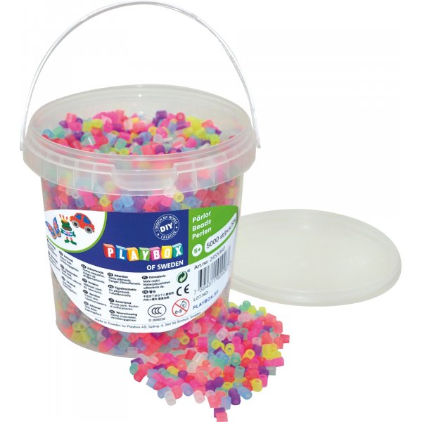 Rhrenperlen Glitzermix im Eimer - 5000 Stk