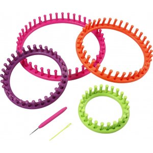 Runde Strickringe mit Nadeln und Haken - 4 Stk Runde Strickringe mit Nadeln und Haken - 4 Stk