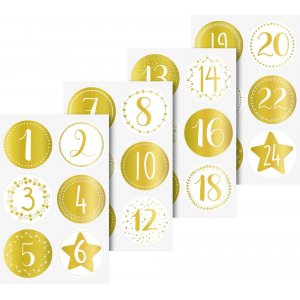 Aufkleber - Rund 4 cm - Adventszahlen Gold Aufkleber - Rund 4 cm - Adventszahlen Gold