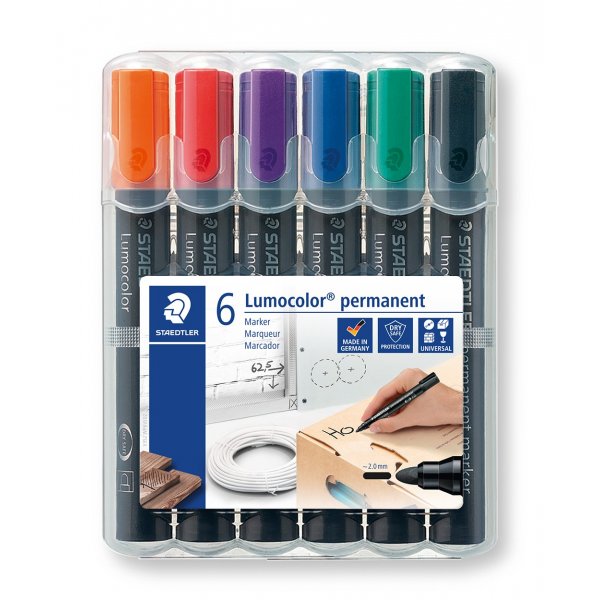 Permanentmarker Lumocolor 2 mm - 6 Stifte