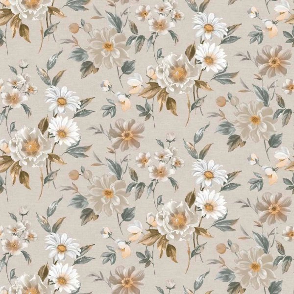 Wachstuch PVC Flower - Beige