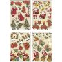 3D-Motiv - Weihnachtsmann und Weihnachtssterne - 4 Blatt