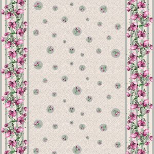 Wachstuch PVC Blumenbordüre - Rosa Wachstuch PVC Blumenbordüre - Rosa
