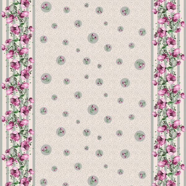Wachstuch PVC Blumenbordre - Rosa
