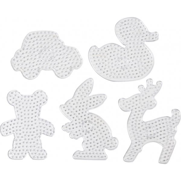 Perlenplttchen - klar - Teddybr - Auto - Rentier - Ente und Hase - JUMBO - 5 Stk