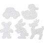 Perlenplttchen - klar - Teddybr - Auto - Rentier - Ente und Hase - JUMBO - 5 Stk