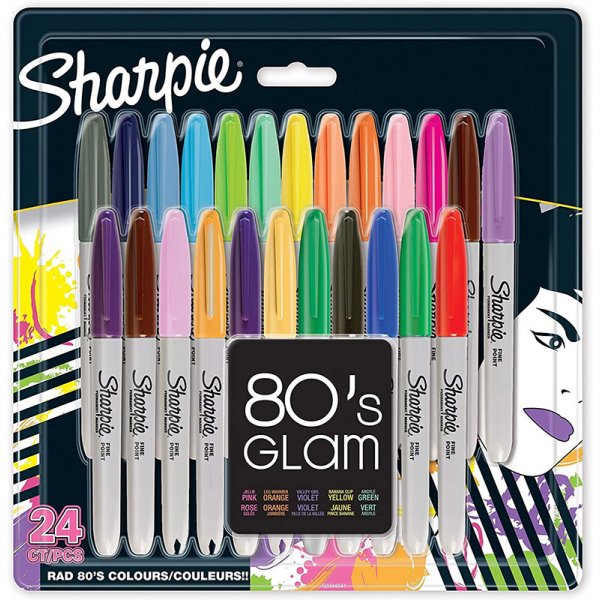 Faserstift-Set Sharpie - 80's Glam Permanent Markers - 24er-Pack unsortierte Farben
