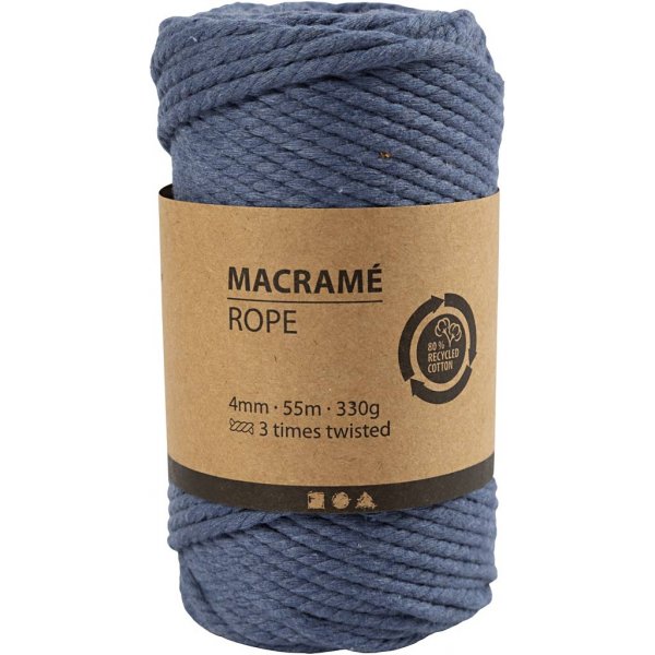 Makrameegarn - Blau - 4 mm - 55 m