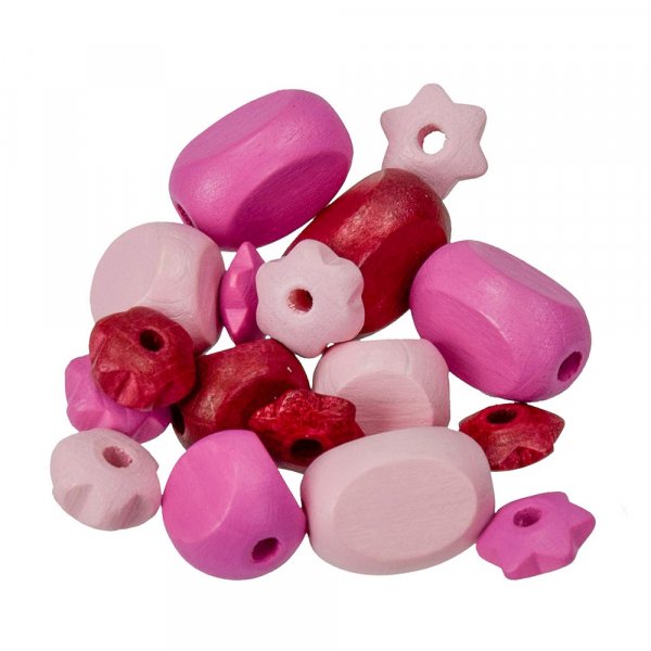 Holzperlen - rosa Mix 30 Stk. Farb-Form-Mix