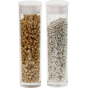 Rocailleperlen - Gold - Silber - 2 x 7 g Rocailleperlen - Gold - Silber - 2 x 7 g
