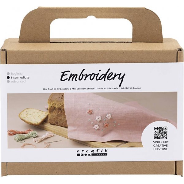 Mini DIY Kit Stickerei - staubige Rose - Stoffserviette