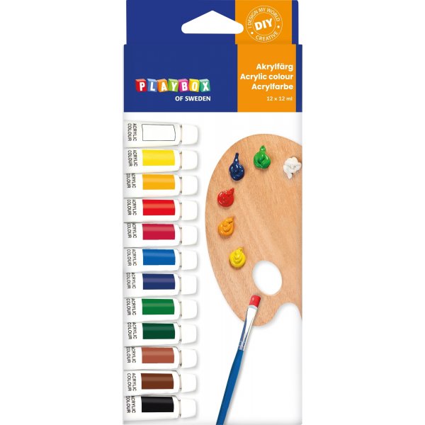 Acrylfarben-Set verschiedene Farben - 12 x 12 ml