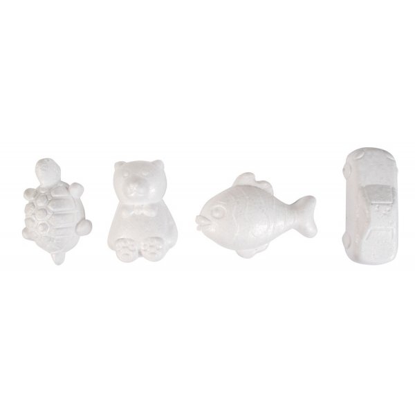Styroporfiguren Fisch/Auto/Schildkrte/Br - 24 Stk