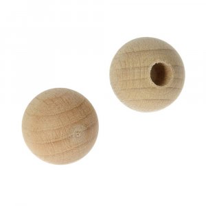 Unbehandelte Holzkugeln mit halben Löchern - 6 mm, 15 Stück Unbehandelte Holzkugeln mit halben Löchern - 6 mm, 15 Stück