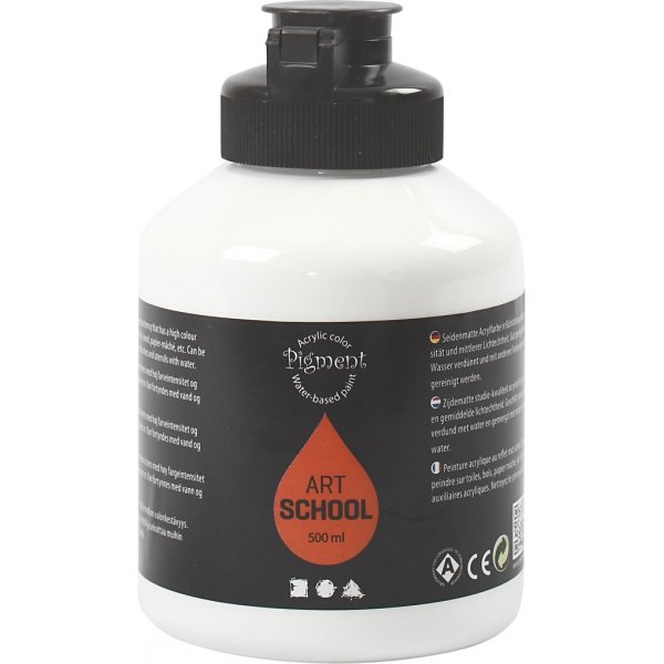 Pigment Art School - wei� - seidenmatt - deckend - 500 ml
