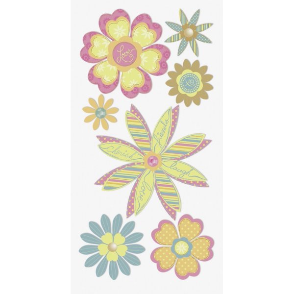 Aufklebermix - Blumen - Pastellfarben