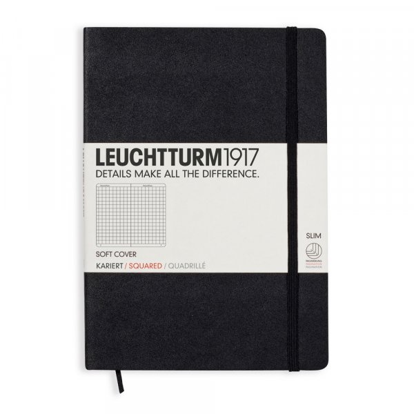 Notizbuch A5 Soft Karo - Schwarz
