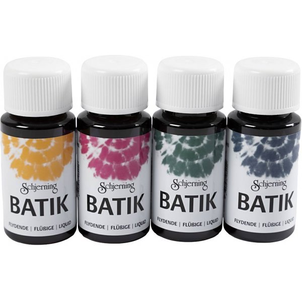 Batikfarbe - Marineblau - Gr�n - Rosa - Maisgelb - 4x50 ml