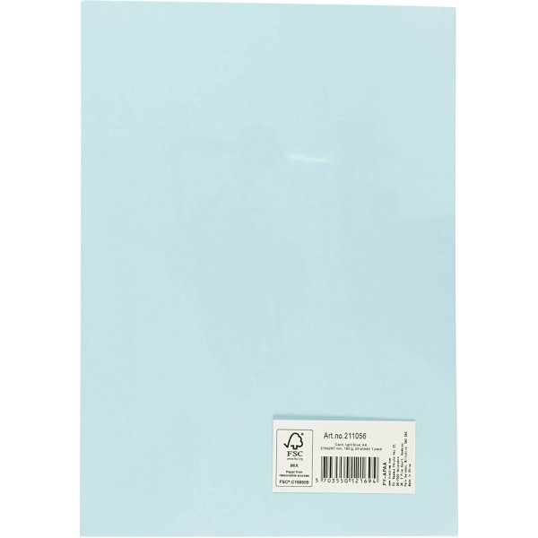 Farbiger Karton - Hellblau - A4 - 180 g - 20 Blatt