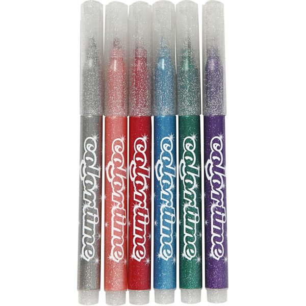 Colortime Glitzermarker - gemischte Farben - 2 mm - 6 Stk