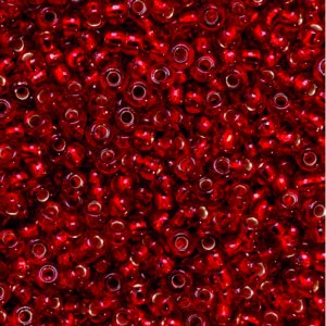 Rocailleperlen silbern gefüttert - dunkelrot Rocailleperlen silbern gefüttert - dunkelrot
