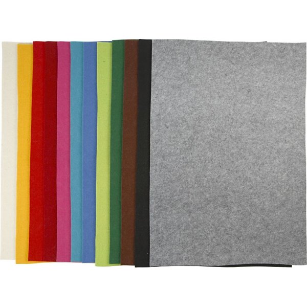 Hobbyfilz - gemischte Farben - 12 Blatt