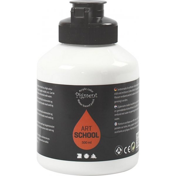 Pigment Art School - wei - seidenmatt - deckend - 500 ml
