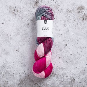Merino Raggi 100g - Kirschrot und zartes Rosa Merino Raggi 100g - Kirschrot und zartes Rosa