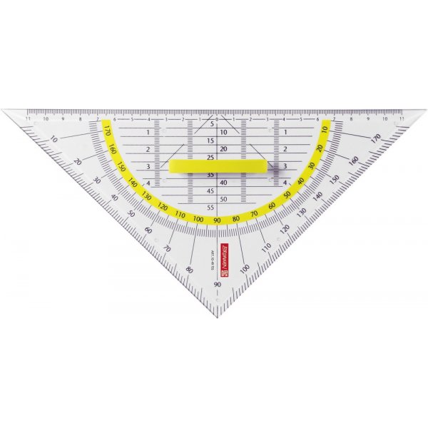 Dreieckslineal mit Winkelmesser 22 cm transparent
