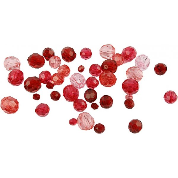 Facettierte Kunststoffperlen Harmony - gemischt - rote Harmonie - 45 g Facettierte Kunststoffperlen Harmony - gemischt - rote Harmonie - 45 g