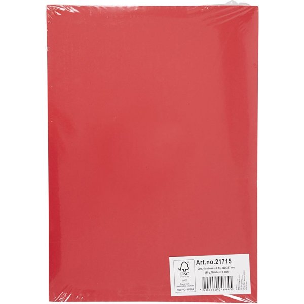 Farbiger Karton - Weihnachtsrot - A4 - 180 g - 100 Blatt