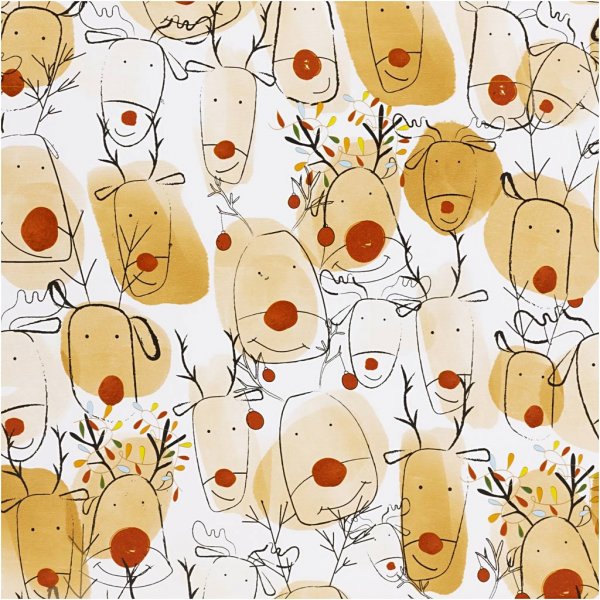 Geschenkpapier - Beige - Rot - Rentier - 5 m