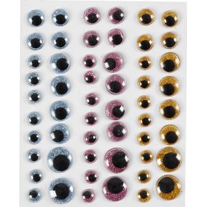 Augenroller - Hellblau - Gold - Hellrot - 54 Stk Augenroller - Hellblau - Gold - Hellrot - 54 Stk