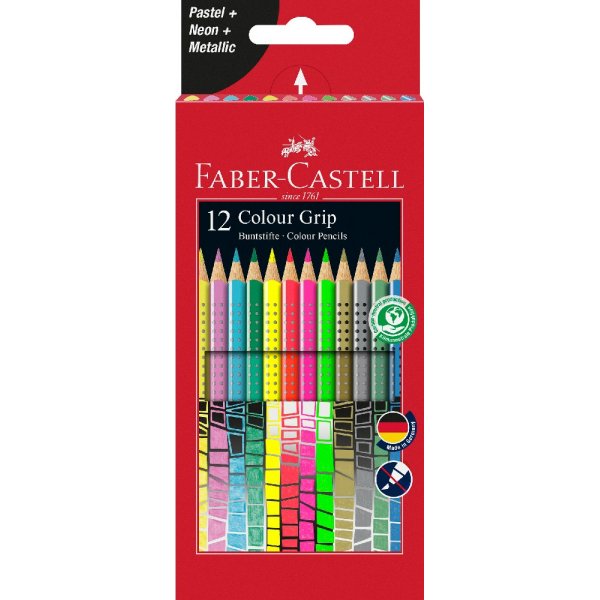 Buntstifte Grip 2001 Pastell/Neon/Metallic - 12 Stifte