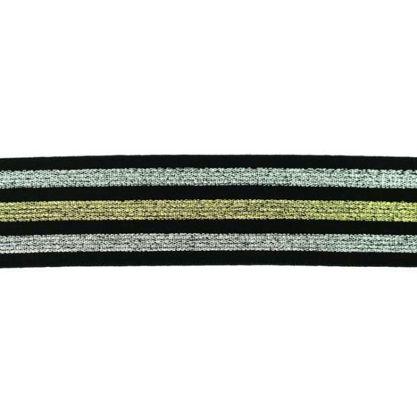 Gummiband - Lurex, gestreift