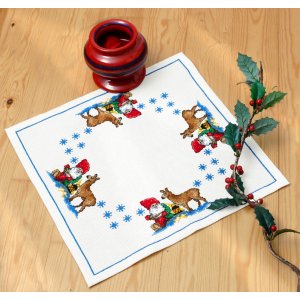 Stickset Leinwand - Weihnachtsmann mit Hirsch Stickset Leinwand - Weihnachtsmann mit Hirsch