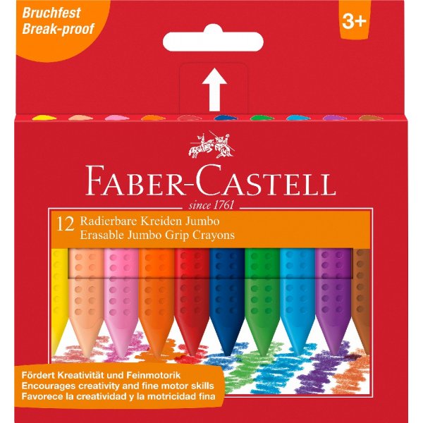 Kunststoff-Kreidegriff Jumbo - 12 Farben